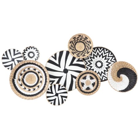 ΜΕΤΑΛΛΙΚO-ΨΑΘΙΝΟ TOIXOY ΧΡΥΣΟ/ΜΑΥΡΟ/ΛΕΥΚΟ/ΚΑΦΕ ΚΥΚΛΟΙ ΣΤΥΛ BOHO - 107.3x57.8x8.9cm 4/KIB – Δημιουργεί αίσθηση πολυτέλειας χωρίς 