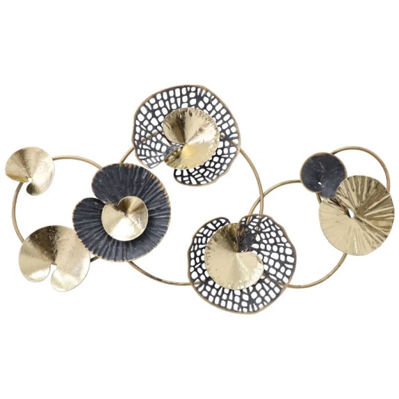 ΜΕΤΑΛΛΙΚΟ ΤΟΙΧΟΥ ΧΡΥΣΟ/ΓΚΡΙ ΓΡΑΜΜΙΚΟ ΣΧΕΔΙΟ ΚΥΚΛΟΙ - 55.2x32.4x5.1cm 4/KIB – Αναβαθμίζει άμεσα τον χώρο σου | iroots.gr