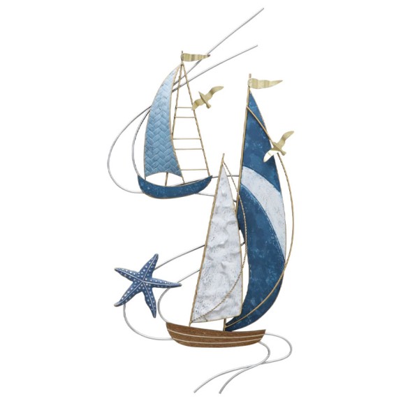 ΜΕΤΑΛΛΙΚΟ ΔΙΑΚΟΣΜΗΤΙΚΟ ΤΟΙΧΟΥ ΜΕ 2 ΚΑΡΑΒΙΑ - 43.2x88.3x3.2cm 4/ΚΙΒ – Ταιριάζει σε κάθε μοντέρνο ή επαγγελματικό χώρο | iroots.gr