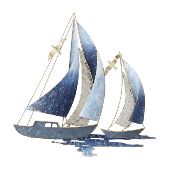 ΜΕΤΑΛΛΙΚΟ ΔΙΑΚΟΣΜΗΤΙΚΟ ΤΟΙΧΟΥ 3 ΚΑΡΑΒΙΑ ΚΑΙ ΘΑΛΑΣΣΑ - 48.9x48.9x3.8cm 4/ΚΙΒ – Δίνει premium χαρακτήρα στο περιβάλλον | iroots.gr