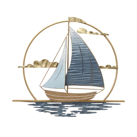 ΜΕΤΑΛΛΙΚΟ ΔΙΑΚΟΣΜΗΤΙΚΟ ΤΟΙΧΟΥ ΣΤΡΟΓΓΥΛΟ ΚΑΡΑΒΙ ΣΤΗΝ ΘΑΛΑΣΣΑ - 49.5x43.2x1.9cm 6/ΚΙΒ – Δημιουργεί αίσθηση πολυτέλειας χωρίς κόπο 