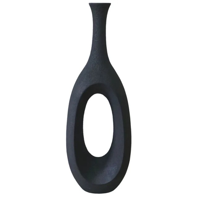 FIBERGLASS ΒΑΖΟ ΜΑΥΡΟ ΠΑΓΟΥ ΜΕ ΤΡΥΠΑ - 28x39x111cm 1/ΚΙΒ – Αναβαθμίζει άμεσα τον χώρο σου | iroots.gr