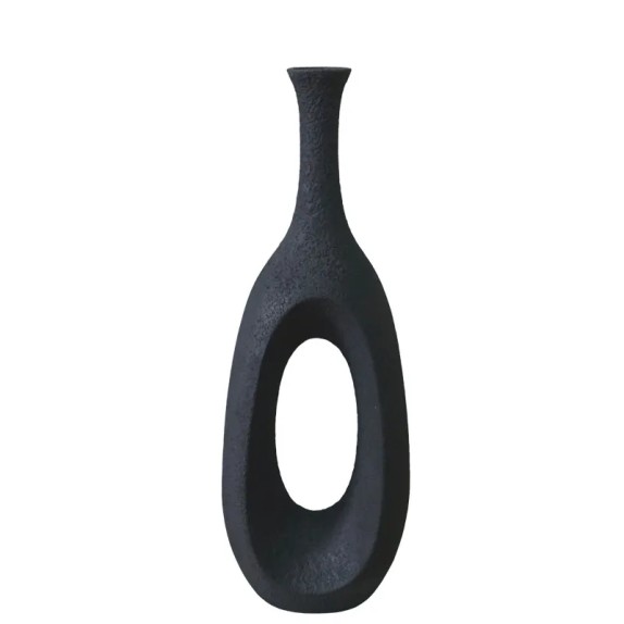 FIBERGLASS ΒΑΖΟ ΜΑΥΡΟ ΠΑΓΟΥ ΜΕ ΤΡΥΠΑ - 23x32x91cm 1/ΚΙΒ – Ταιριάζει σε κάθε μοντέρνο ή επαγγελματικό χώρο | iroots.gr