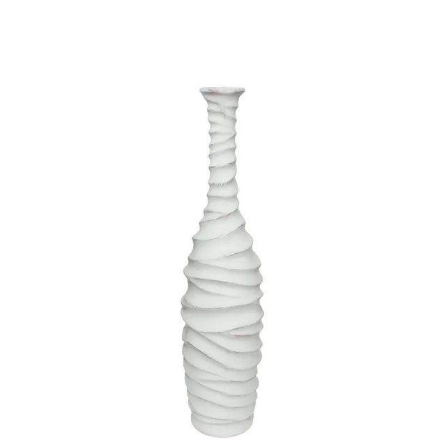 FIBERGLASS ΒΑΖΟ ΛΕΥΚΟ ANTIKΕ / ΚΥΜΑΤΙΣΤΟ - Φ20x86cm 1/KIB