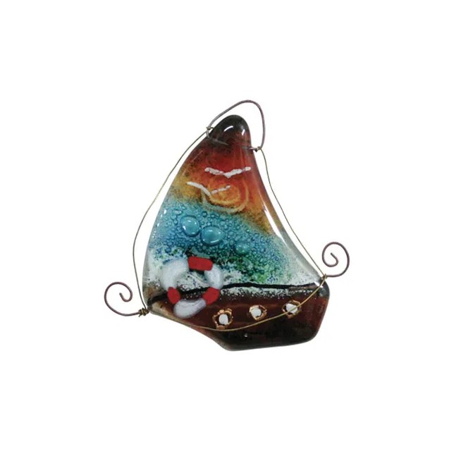 ΚΑΡΑΒΙ ΚΟΚΚ/ΠΡΑΣ/ΜΠΛΕ ΚΡΕΜΑΣΤΟ ΦΟΥΤΖΙ ΓΥΑΛΙ ΜΙΚΡΟ 10x10cm. – Αναβαθμίζει άμεσα τον χώρο σου | iroots.gr