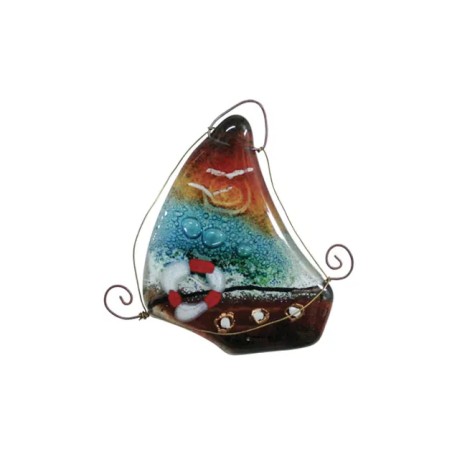 ΚΑΡΑΒΙ ΚΟΚΚ/ΠΡΑΣ/ΜΠΛΕ ΚΡΕΜΑΣΤΟ ΦΟΥΤΖΙ ΓΥΑΛΙ ΜΙΚΡΟ 10x10cm. – Αναβαθμίζει άμεσα τον χώρο σου | iroots.gr