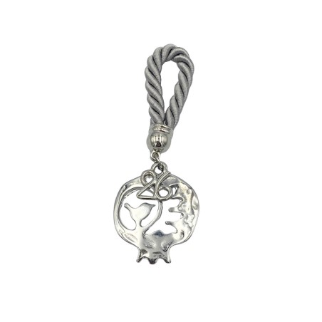 ΓΟΥΡΙ ΚΡΕΜΑΣΤΟ ΚΟΡΔΟΝΙ ΓΚΡΙ ΜΕ ΡΟΔΙ/ΠΟΥΛΙ ΑΣΗΜΙ - Y9.5cm – Προσφέρει μοναδική αισθητική | iroots.gr