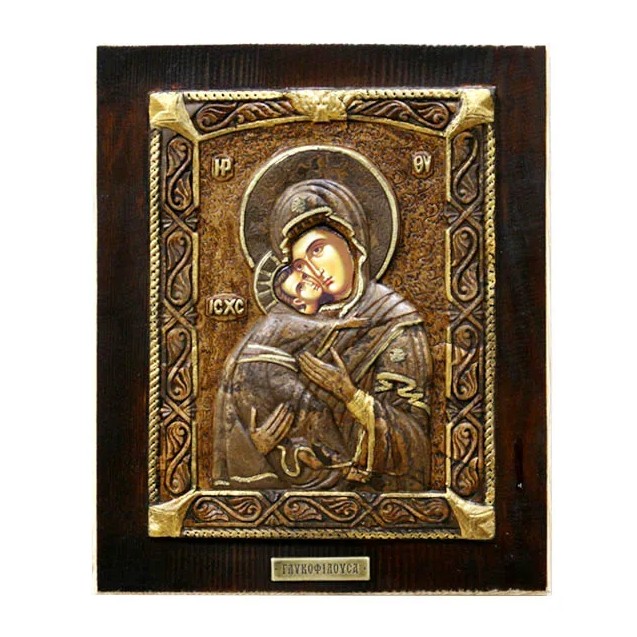 ΞΥΛΙΝΗ ΑΝΑΓΛΥΦΗ ΕΙΚΟΝΑ ΠΑΝΑΓΙΑ ΓΛΥΚΟΦΙΛΟΥΣΑ - 22x26.5cm – Προσφέρει μοναδική αισθητική | iroots.gr