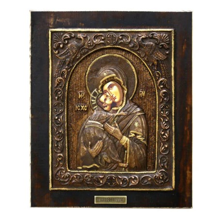 ΞΥΛΙΝΗ ΑΝΑΓΛΥΦΗ ΕΙΚΟΝΑ ΠΑΝΑΓΙΑ ΓΛΥΚΟΦΙΛΟΥΣΑ (ΜΕ ΠΑΓΩΝΙΑ) - 24x28cm – Προσφέρει μοναδική αισθητική | iroots.gr