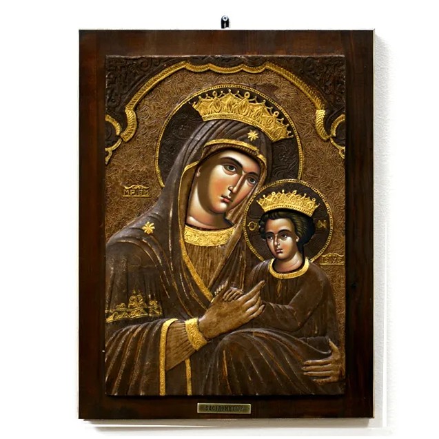 ΞΥΛΙΝΗ ΑΝΑΓΛΥΦΗ ΕΙΚΟΝΑ ΠΑΝΑΓΙΑ ΒΑΣΙΛΟΜΗΤΩΡ - 32.5x43.5cm – Προσφέρει μοναδική αισθητική | iroots.gr