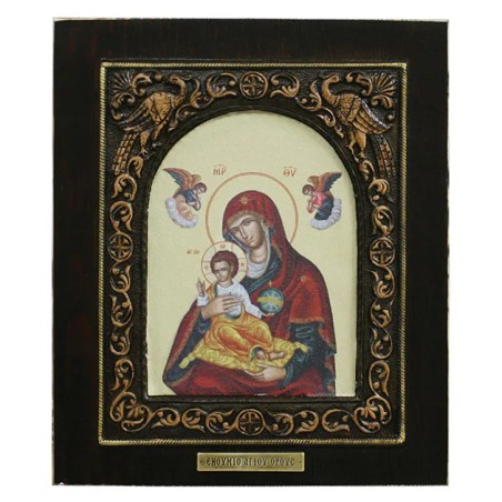 ΞΥΛΙΝΗ ΑΝΑΓΛΥΦΗ ΕΙΚΟΝΑ ΠΑΝΑΓΙΑ ΑΓΓΕΛΩΝ ΣΕ ΚΟΥΤΙ - 24x28cm – Προσφέρει μοναδική αισθητική | iroots.gr
