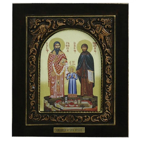ΞΥΛΙΝΗ ΑΝΑΓΛΥΦΗ ΕΙΚΟΝΑ ΑΓΙΟΙ ΡΑΦΑΗΛ-ΝΙΚΟΛΑΟΣ-ΕΙΡΗΝΗ ΣΕ ΚΟΥΤΙ - 24x28cm – Δημιουργεί αίσθηση πολυτέλειας χωρίς κόπο | iroots.gr