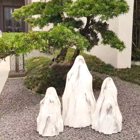 ΤΕΧΝΗΤΟΙ ΒΡΑΧΟΙ ΣΕΤ/3 ΛΕΥΚΟΙ - L:37x14x70, M:29x12x52, S:25x12x42cm – Προσφέρει μοναδική αισθητική | iroots.gr