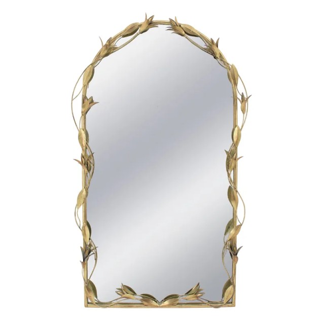 ΜΕΤΑΛΛΙΚΟΣ ΚΑΘΡΕΦΤΗΣ ΤΟΙΧΟΥ ΧΡΥΣΟ ΚΛΑΡΕΣ ΦΥΛΛΩΝ - 66x8x108.5cm 1/KIB – Δίνει premium χαρακτήρα στο περιβάλλον | iroots.gr