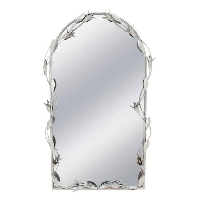 ΜΕΤΑΛΛΙΚΟΣ ΚΑΘΡΕΦΤΗΣ ΤΟΙΧΟΥ ΑΣΗΜΙ ΚΛΑΡΕΣ ΦΥΛΛΩΝ - 66x8x108.5cm 1/KIB – Ταιριάζει σε κάθε μοντέρνο ή επαγγελματικό χώρο | iroots.