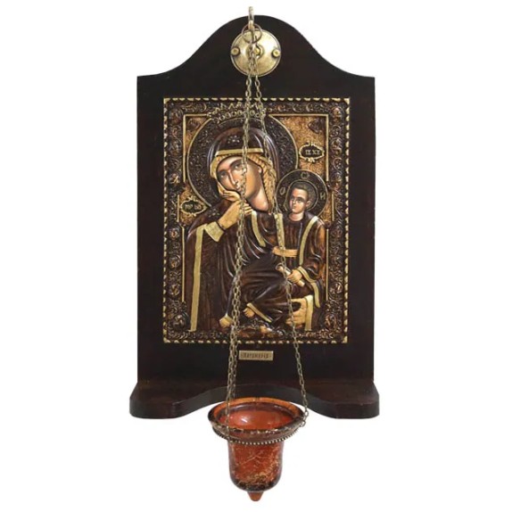 ΕΙΚΟΝΟΣΤΑΣΙ ME ΑΛΥΣΙΔΑ/ΚΡΕΜΑΣΤΟ ΓΥΑΛΙ ΠΑΝΑΓΙΑ ΠΑΡΑΜΥΘΙΑ - 29x46.5cm – Δημιουργεί αίσθηση πολυτέλειας χωρίς κόπο | iroots.gr