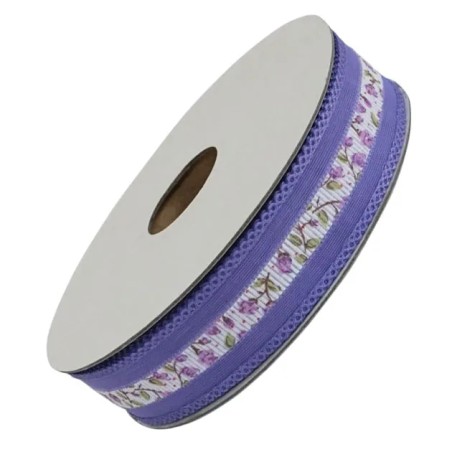 ΚΟΡΔΕΛΑ ΟΡΓΑΝΤΖΑ ΜΩΒ ΜΕ ΓΚΡΟ ΛΟΥΛΟΥΔΙΑ ΠΛΑΤΟΣ 2.5cm ΜΗΚΟΣ 25yd – Ταιριάζει σε κάθε μοντέρνο ή επαγγελματικό χώρο | iroots.gr