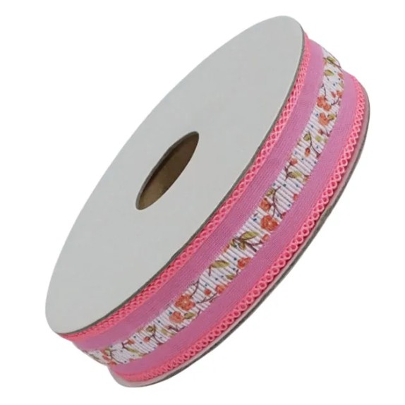 ΚΟΡΔΕΛΑ ΟΡΓΑΝΤΖΑ ΣΚΟΥΡΟ ΡΟΖ ΜΕ ΓΚΡΟ ΛΟΥΛΟΥΔΙΑ ΠΛΑΤΟΣ 2.5cm ΜΗΚΟΣ 25yd – Προσφέρει μοναδική αισθητική | iroots.gr