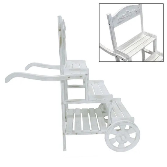 ΞΥΛΙΝΟ ΔΙΑΚΟΣΜΗΤΙΚΟ ΚΑΡΟΤΣΙ-ΣΤΑΝΤ 3 ΕΠΙΠΕΔΩΝ ΛΕΥΚΟ 93x45x95cm – Αναβαθμίζει άμεσα τον χώρο σου | iroots.gr