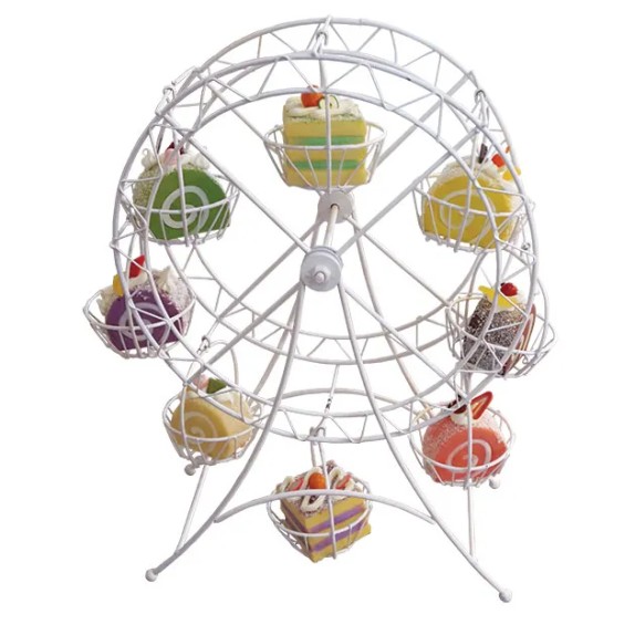 ΕΠΙΤΡΑΠΕΖΙΑ ΜΕΤΑΛΛΙΚΗ ΒΑΣH CUP CAKES ΡΟΔΑ ΛΕΥΚΗ - 40x35x15cm – Προσφέρει μοναδική αισθητική | iroots.gr