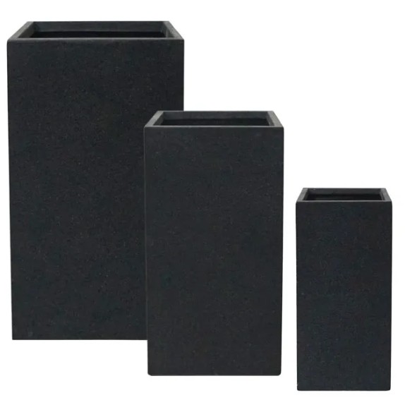 ΚΑΣΠΩ FIBER CLAY ΣΕΤ/3 ΑΝΘΡΑΚΙ ΓΡΑΝΙΤΗ ΟΡΘΟΓΩΝΙΟ - 1/ΚΙΒ – Δίνει premium χαρακτήρα στο περιβάλλον | iroots.gr