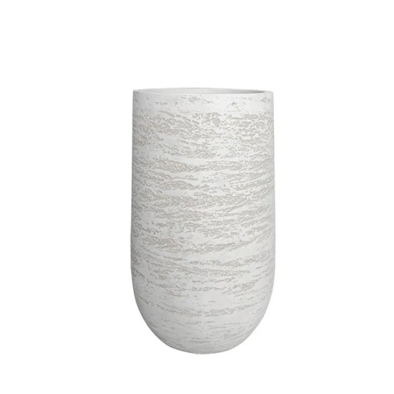 ΚΑΣΠΩ FIBER CLAY ΛΕΥΚΟ-ΕΚΡΟΥ ΨΗΛΟ ΣΤΡΟΓΓΥΛΟ ΜΕΣΑΙΟ Φ44x75cm – Δίνει premium χαρακτήρα στο περιβάλλον | iroots.gr