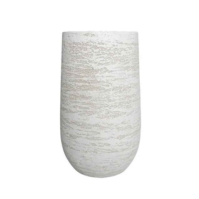 ΚΑΣΠΩ FIBER CLAY ΛΕΥΚΟ-ΕΚΡΟΥ ΨΗΛΟ ΣΤΡΟΓΓΥΛΟ ΜΕΓΑΛΟ Φ55x95cm – Προσφέρει μοναδική αισθητική | iroots.gr