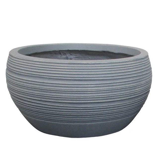 ΚΑΣΠΩ FIBER CLAY ΓΚΡΙ ΓΡΑΜΜΕΣ ΓΑΒΑΘΑ ΜΕΓΑΛΟ Φ56x27cm – Προσφέρει μοναδική αισθητική | iroots.gr