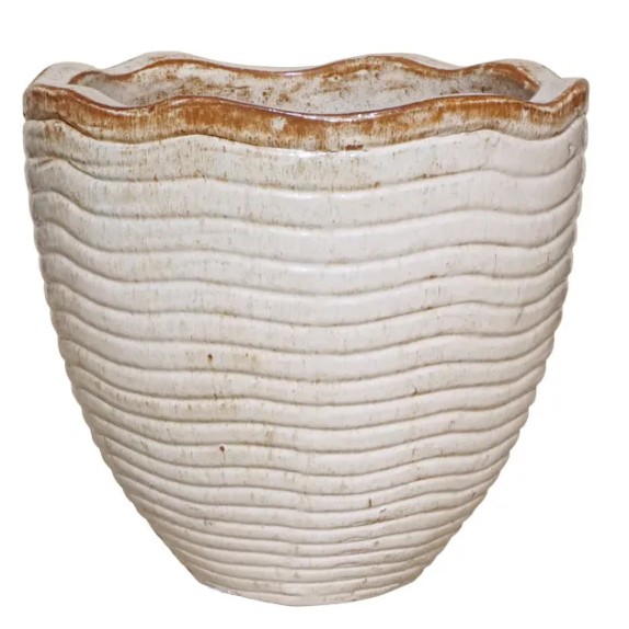 ΠΙΘΑΡΙ-ΚΑΣΠΩ ΛΕΥΚΟ/ΚΕΡΑΜΙΔΙ ΣΤΡΟΓΓΥΛΟ ΜΕΓΑΛΟ ΚΥΜΑΤΑ Φ50x47cm 6/ΠΑΛΕΤA – Δίνει premium χαρακτήρα στο περιβάλλον | iroots.gr