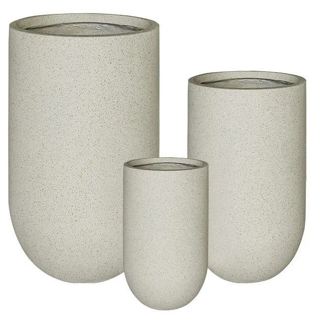 ΚΑΣΠΩ FIBER CLAY ΣΕΤ/3 ΜΠΕΖ ΓΡΑΝΙΤΗ ΨΗΛΟ ΣΤΡΟΓΓΥΛΟ S:Φ26x45, M:Φ36x60, L:Φ46x75cm – Προσφέρει μοναδική αισθητική | iroots.gr