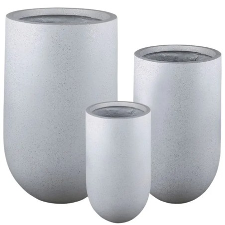 ΚΑΣΠΩ FIBER CLAY ΣΕΤ/3 ΛΕΥΚΟ-ΓΡΑΝΙΤΗ ΨΗΛΟ ΣΤΡΟΓΓΥΛΟ S:Φ26x45, M:Φ36x60, L:Φ46x75cm – Δίνει premium χαρακτήρα στο περιβάλλον | ir