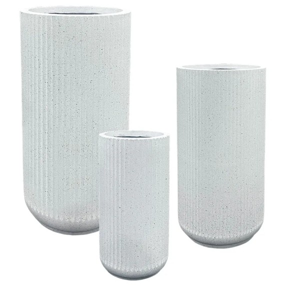 ΚΑΣΠΩ FIBERCLAY ΣΕΤ/3 ΛΕΥΚΟ ΓΡΑΝΙΤΗ ΚΟΛΩΝΑ S:Φ26x50, M:Φ33x63, L:Φ41x78cm 18/ΠΑΛ – Δίνει premium χαρακτήρα στο περιβάλλον | iroo