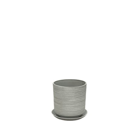 STONE POLYRESIN ΚΑΣΠΩ ΜΕ ΠΙΑΤΟ ΓΚΡΙ ΠΑΛΙΟ ΠΗΛΙΝΟ ΜΙΝΙ - Φ21x21.8cm
