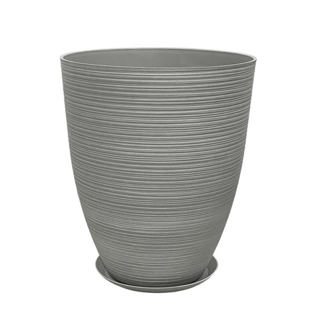 STONE POLYRESIN ΚΑΣΠΩ ΜΕ ΠΙΑΤΟ ΓΚΡΙ ΠΑΛΙΟ ΠΗΛΙΝΟ ΜΕΓΑΛΟ - Φ43x52.5cm