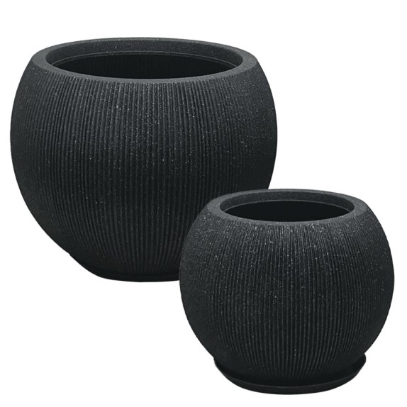 POLYRESIN ΚΑΣΠΩ ΜΕ ΠΙΑΤΟ ΣΕΤ/4 ΜΑΥΡΟ ΓΡΑΝΙΤΗ ΡΙΓΩΤΟ ΜΠΑΛΑ - L:Φ53x41.1, M:Φ37x30cm – Δημιουργεί αίσθηση πολυτέλειας χωρίς κόπο |