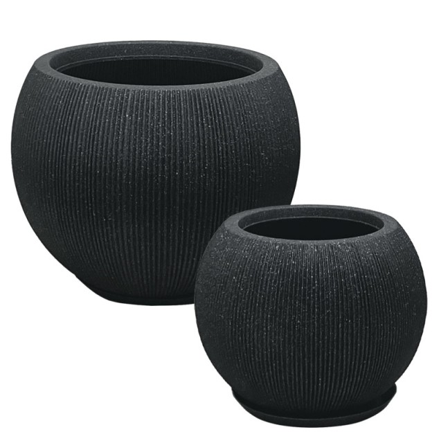 POLYRESIN ΚΑΣΠΩ ΜΕ ΠΙΑΤΟ ΣΕΤ/4 ΜΑΥΡΟ ΓΡΑΝΙΤΗ ΡΙΓΩΤΟ ΜΠΑΛΑ - L:Φ53x41.1, M:Φ37x30cm – Δημιουργεί αίσθηση πολυτέλειας χωρίς κόπο |