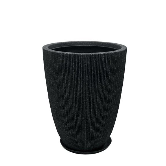 POLYRESIN ΚΑΣΠΩ ΜΕ ΠΙΑΤΟ ΜΑΥΡΟ ΓΡΑΝΙΤΗ ΡΙΓΩΤΟ ΜΑΚΡΥ ΜΕΣΑΙΟ - Φ37x48.5cm – Δίνει premium χαρακτήρα στο περιβάλλον | iroots.gr