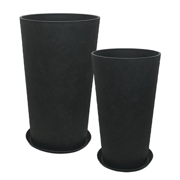 STONE POLYRESIN ΚΑΣΠΩ ΜΕ ΠΙΑΤΟ ΣΕΤ/4 ΜΑΥΡΟ ΑΝΘΡΑΚΙ ΚΩΝIKO ΨΗΛΟ - L:Φ45.5x76, M:Φ36.5x62cm – Προσφέρει μοναδική αισθητική | iroot