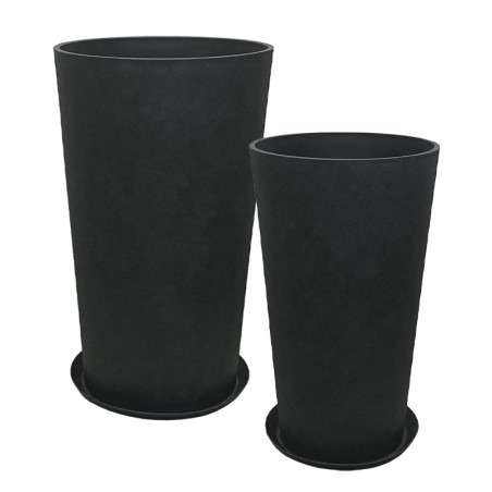 STONE POLYRESIN ΚΑΣΠΩ ΜΕ ΠΙΑΤΟ ΣΕΤ/4 ΜΑΥΡΟ ΑΝΘΡΑΚΙ ΚΩΝIKO ΨΗΛΟ - L:Φ45.5x76, M:Φ36.5x62cm – Προσφέρει μοναδική αισθητική | iroot