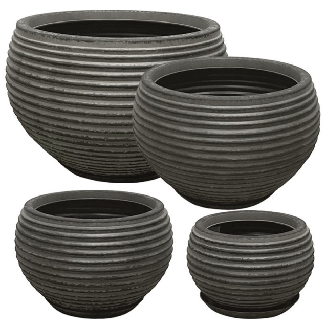 POLYRESIN ΚΑΣΠΩ ΜΕ ΠΙΑΤΟ ΣΕΤ/8 ΜΑΥΡΟ ΠΑΛΑΙΩΜΕΝΟ ΓΑΒΑΘΑ - L:Φ70x45.5, M:Φ53.5x35, S:Φ40.5x26, XS:Φ29x19cm – Προσφέρει μοναδική αι