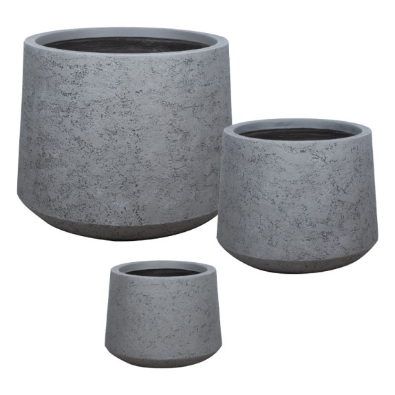 ΚΑΣΠΩ FIBERCLAY ΣΕΤ/3 ΓΚΡΙ ΤΣΙΜΕΝΤΟΥ ΚΩΝΙΚΟ ΚΟΝΤΟ - S:Φ30x24, M:Φ41x33, L:Φ55x44cm 20/ΠΑΛ – Δίνει premium χαρακτήρα στο περιβάλλ