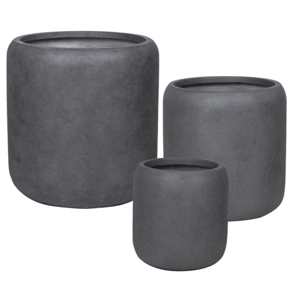 ΚΑΣΠΩ FIBERCLAY ΣΕΤ/3 ΓΚΡΙ ΑΝΘΡΑΚΙ ΒΑΡΕΛΙ ΠΟΜΠΕ - S:Φ32x34, M:Φ42x43, L:Φ54x55cm 16/ΠΑΛ – Προσφέρει μοναδική αισθητική | iroots.