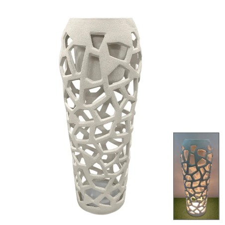 FIBERCLAY ΚΑΣΠΩ ΛΕΥΚΟ ΑΜΜΟΥ ΜΕ ΦΩΣ LED ΤΡΥΠΗΤΟ ΣΤΕΝΗ ΒΑΣΗ - Φ46x120cm 1/ΚΙΒ – Δημιουργεί αίσθηση πολυτέλειας χωρίς κόπο | iroots