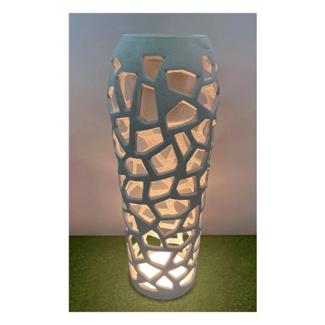 FIBERCLAY ΚΑΣΠΩ ΛΕΥΚΟ ΑΜΜΟΥ ΜΕ ΦΩΣ LED ΤΡΥΠΗΤΟ ΣΤΕΝΗ ΒΑΣΗ - Φ46x120cm 1/ΚΙΒ – Δημιουργεί αίσθηση πολυτέλειας χωρίς κόπο | iroots