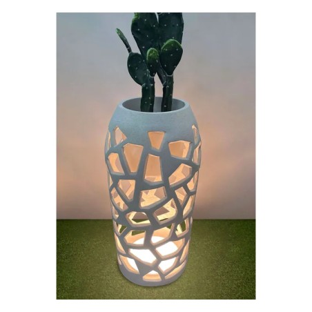 FIBERCLAY ΚΑΣΠΩ ΛΕΥΚΟ ΑΜΜΟΥ ΜΕ ΦΩΣ LED ΤΡΥΠΗΤΟ ΣΤΕΝΗ ΒΑΣΗ - Φ46x90cm 1/ΚΙΒ
