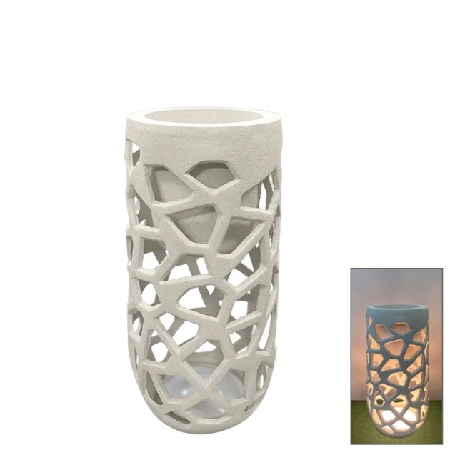 FIBERCLAY ΚΑΣΠΩ ΜΠΕΖ ΜΕ ΦΩΣ LED ΤΡΥΠΗΤΟ ΒΑΡΕΛΙ - Φ46x90cm 1/ΚΙΒ – Προσφέρει μοναδική αισθητική | iroots.gr