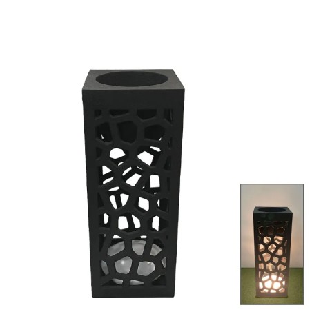 FIBERCLAY ΚΑΣΠΩ ΜΑΥΡΟ ΜΕ ΦΩΣ LED ΤΡΥΠΗΤΟ ΤΕΤΡΑΓΩΝΟ/ΟΡΘΟΓΩΝΙΟ - 30x30x80cm 1/ΚΙΒ – Ταιριάζει σε κάθε μοντέρνο ή επαγγελματικό χώρ