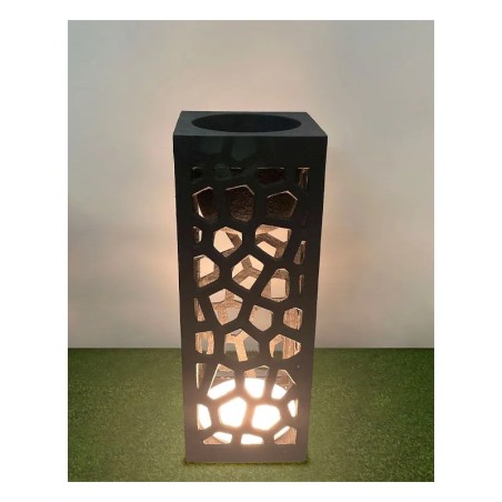 FIBERCLAY ΚΑΣΠΩ ΜΑΥΡΟ ΜΕ ΦΩΣ LED ΤΡΥΠΗΤΟ ΤΕΤΡΑΓΩΝΟ/ΟΡΘΟΓΩΝΙΟ - 30x30x80cm 1/ΚΙΒ – Ταιριάζει σε κάθε μοντέρνο ή επαγγελματικό χώρ