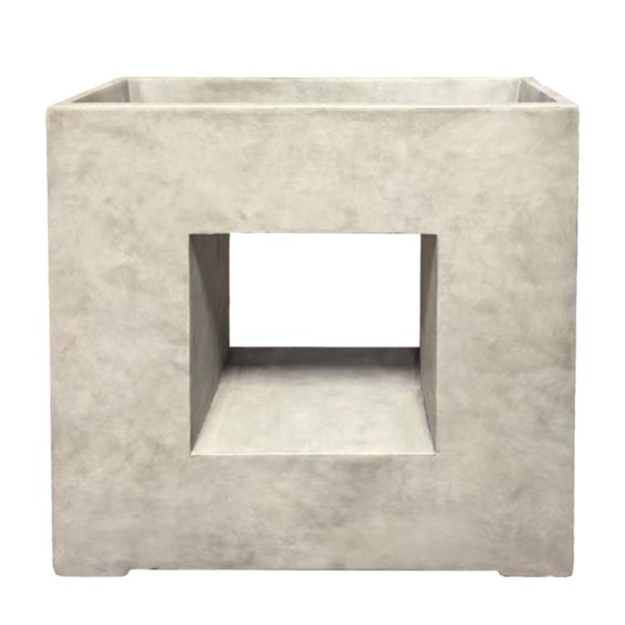 ΖΑΡΝΤΙΝΙΕΡΑ ΑΠΌ ΕΛΑΦΡΥ ΤΣΙΜΕΝΤΟ ΜΠΕΖ ΤΕΤΡΑΓΩΝΗ ΜΕ ΤΡΥΠΑ - 68.5x28x69.5cm – Ταιριάζει σε κάθε μοντέρνο ή επαγγελματικό χώρο | iro