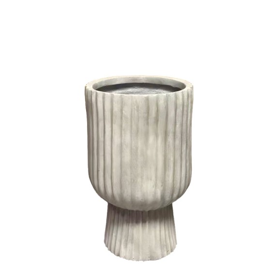 ΚΑΣΠΩ ΑΠΌ ΕΛΑΦΡΥ ΤΣΙΜΕΝΤΟ ΜΠΕΖ ΚΥΛΙΝΔΡΙΚΟ ΜΕ ΚΑΘΕΤΕΣ ΓΡΑΜΜΕΣ ΚΑΙ ΒΑΣΗ ΜΕΣΑΙΟ - Φ25x40cm – Ταιριάζει σε κάθε μοντέρνο ή επαγγελμα